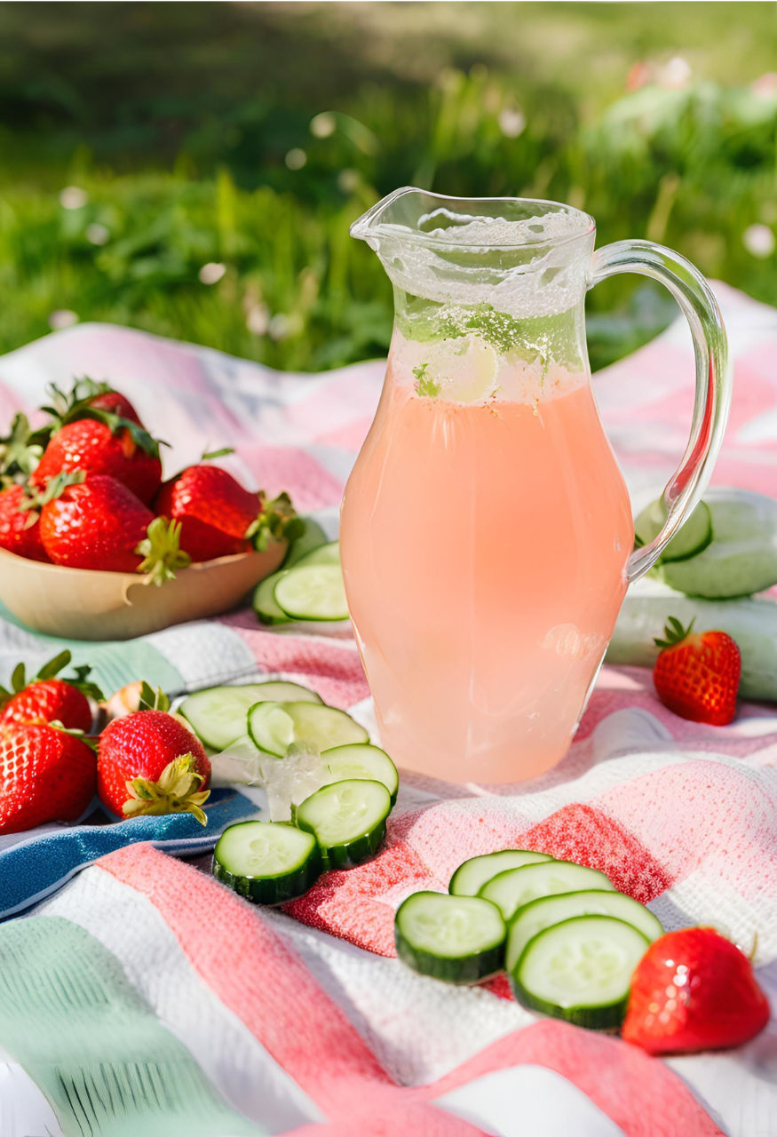 Strawberry Cucumber Breeze Sommardrink med bubbel, jordgubb och gurka